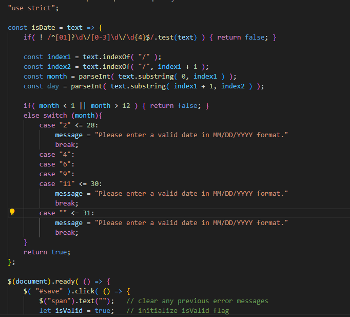 Solved Use a switch statement validate a date In this | Chegg.com