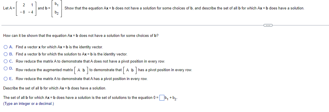 Solved 2 51 Let A = And B = Show That The Equation Ax=b Does | Chegg.com