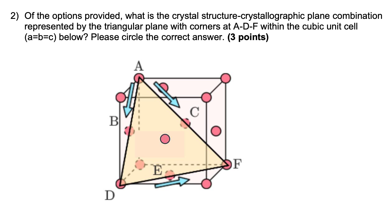 Solved Of the options provided, what is the crystal | Chegg.com