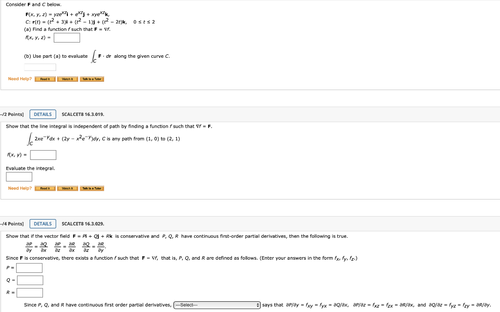 Solved Consider F And C Below F X Y Z Yzex2 X2 Chegg Com