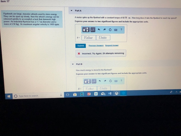 Solved Item 17 Part A Flywheels are large, massive wheels