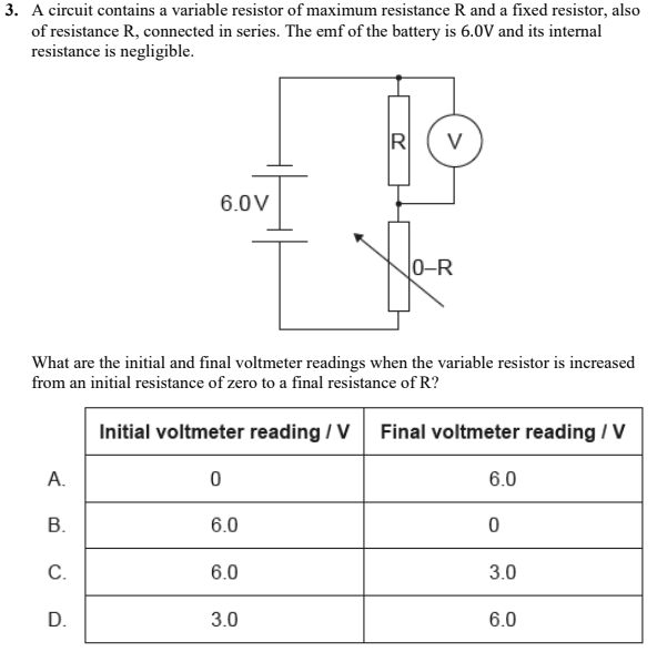 Solved 3. A circuit contains a variable resistor of maximum