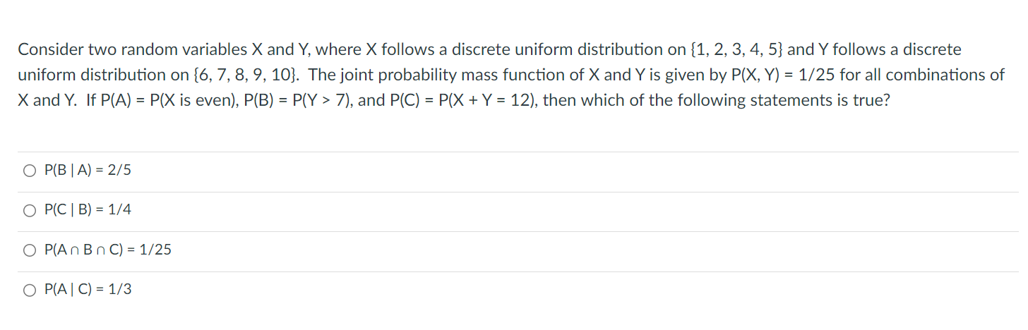 Solved Consider Two Random Variables X And Y, Where X | Chegg.com