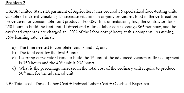 Solved Problem 2 USDA (United States Department of | Chegg.com
