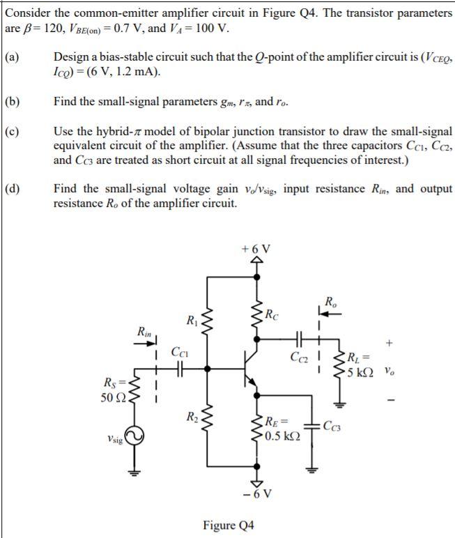 Solved Consider the commonemitter amplifier circuit in