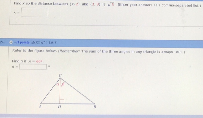 Solved Find x so the distance between (x, 2) and (3, 3) is | Chegg.com