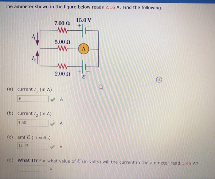 Solved The ammeter shown in the figure below reads 2.16 A.