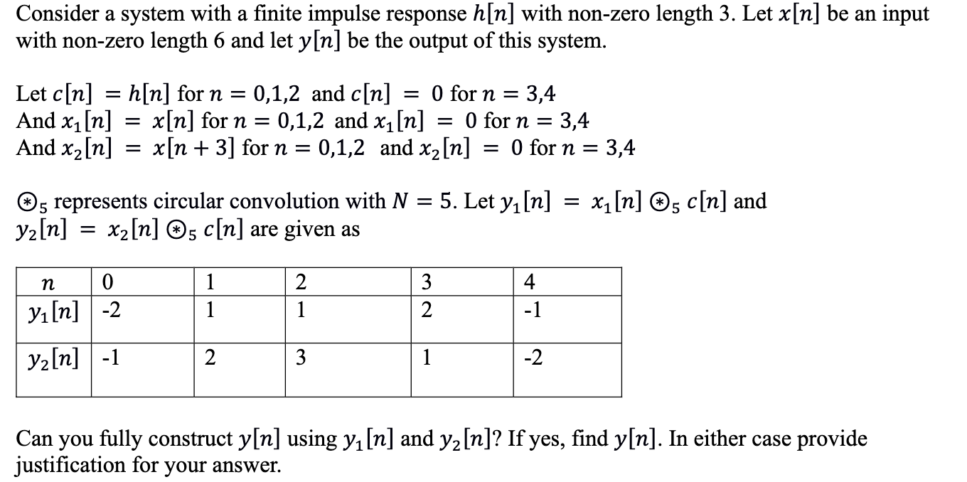 Solved Consider a system with a finite impulse response h[n] | Chegg.com