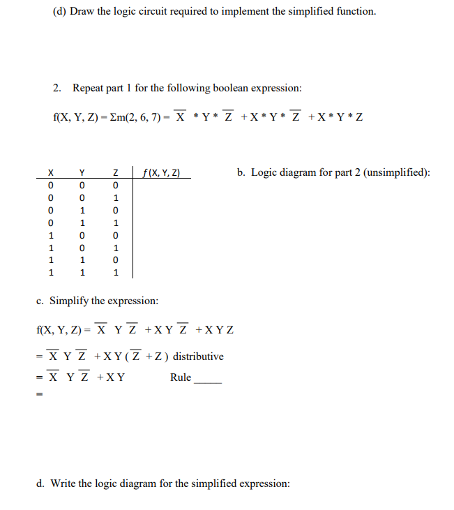 Solved (d) Draw the logic circuit required to implement the | Chegg.com