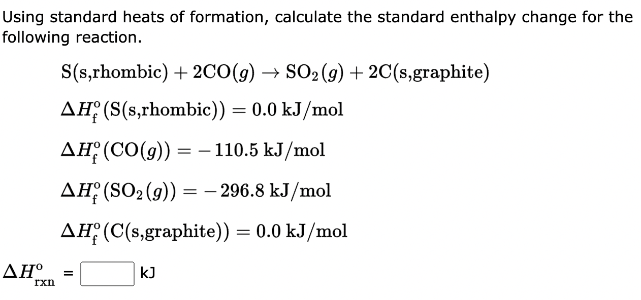 Solved Using Standard Heats Of Formation, Calculate The | Chegg.com