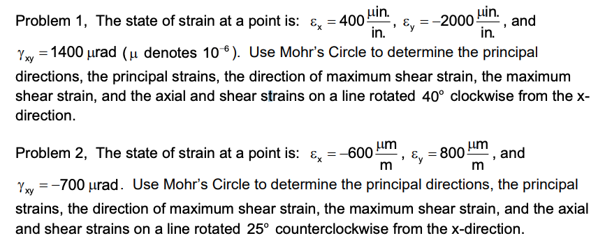 Solved Problem 1, The state of strain at a point is: €, = | Chegg.com