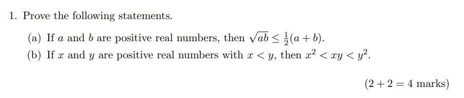 Solved 1. Prove The Following Statements. (a) If A And B Are | Chegg.com