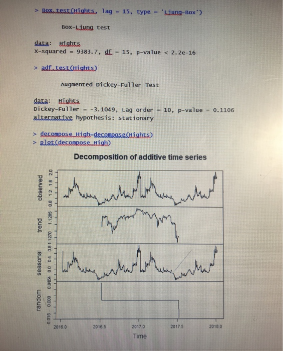 Solved I am doing time series analysis and need help with | Chegg.com