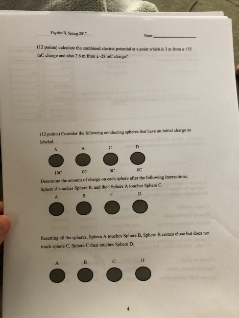 Solved Physics II Spring 2017 (12 points) calculate the | Chegg.com