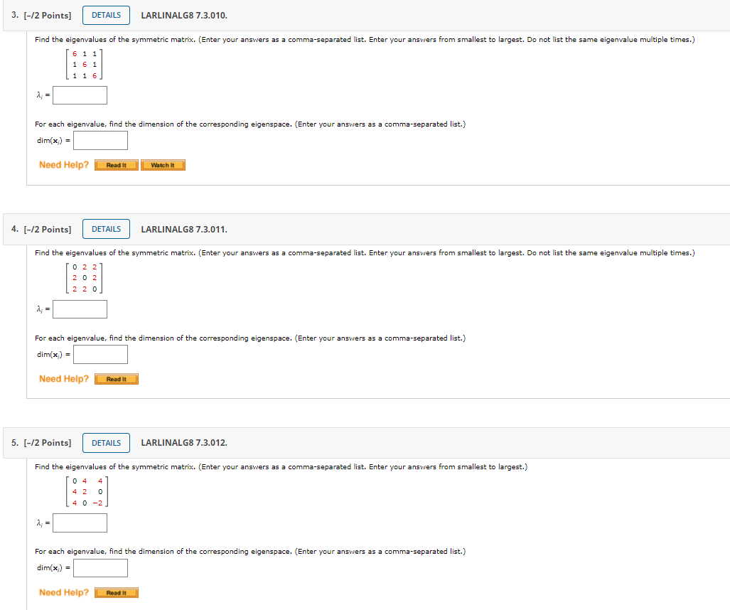 Solved 3. (-/2 Points] DETAILS LARLINALG8 7.3.010. Find the | Chegg.com