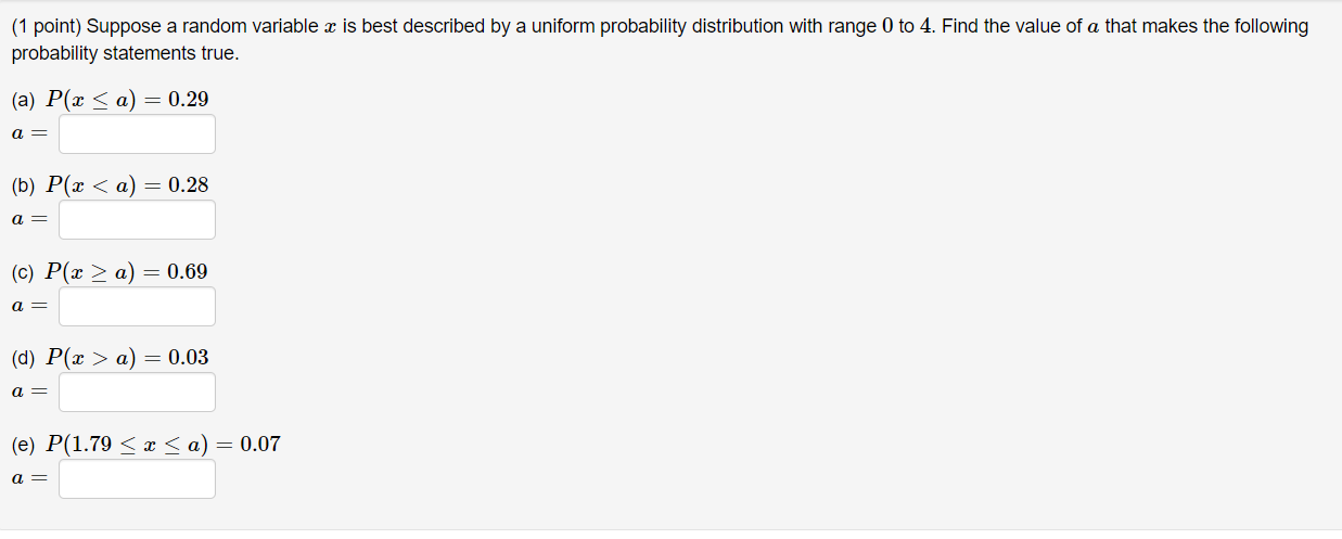 Solved (1 point) Suppose a random variable x is best | Chegg.com