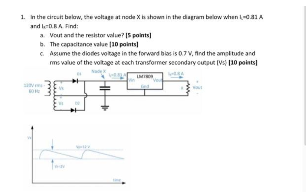 Solved In the circuit below, the voltage at node x is shown | Chegg.com