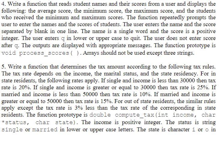 Solved 4. Write a function that reads student names and | Chegg.com