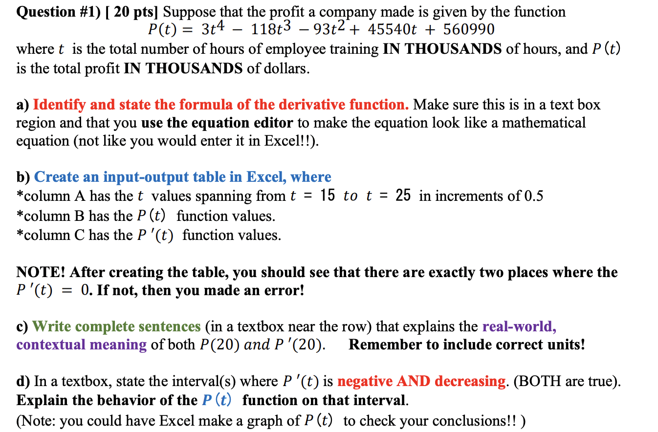 Solved = Question #1) [ 20 pts] Suppose that the profit a | Chegg.com