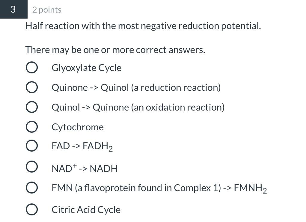 Solved 1 2 points Synonym for the reduced form of CoQ