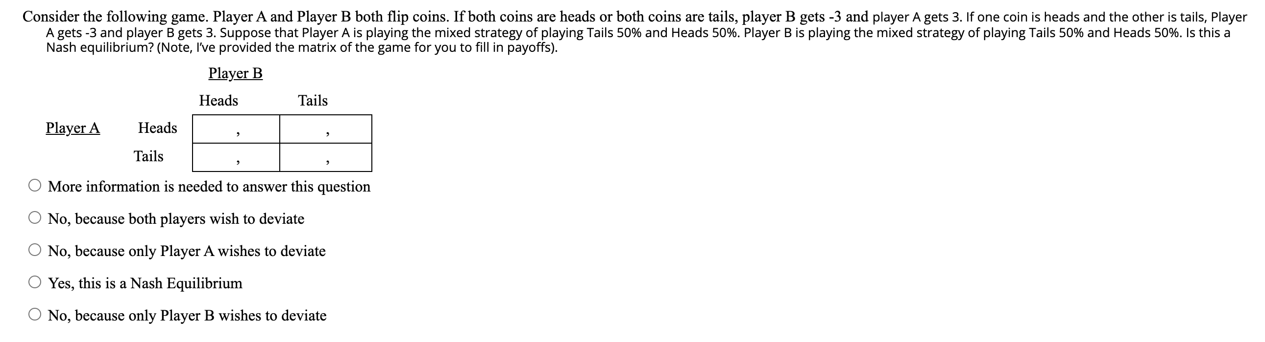 Solved Consider the following game. Player A and Player B | Chegg.com