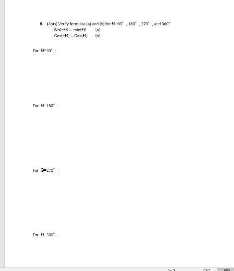 Solved 8. (&pts) Verify formulas (a) and (b) for 90, 180, | Chegg.com