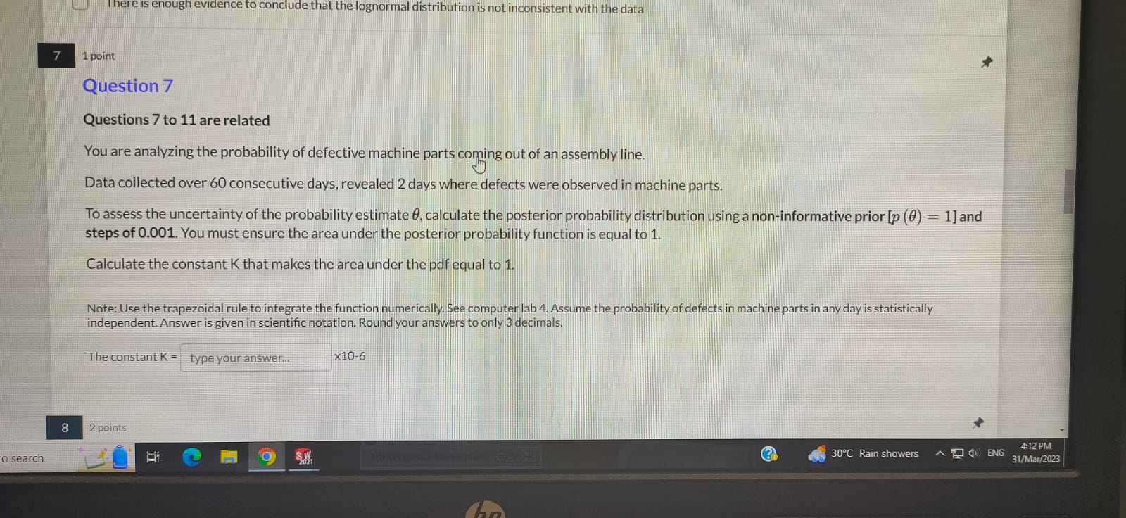 Solved Questions 7 to 11 are related You are analyzing the | Chegg.com