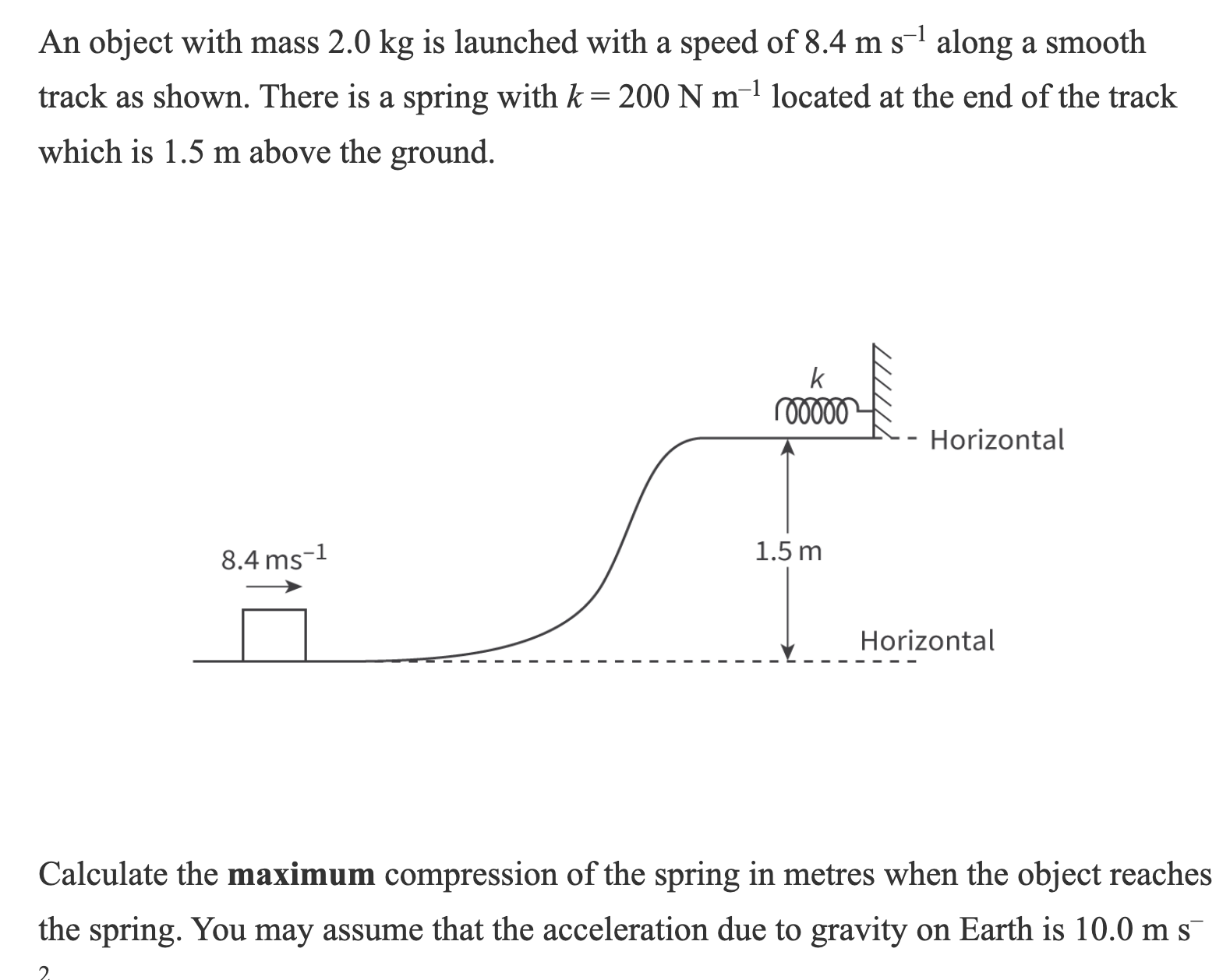 Solved An object with mass 2.0 kg is launched with a speed | Chegg.com