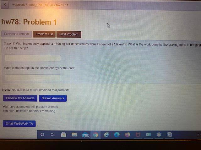 Solved webwork/stme 2700 / 78 / 1 hw78: Problem 1 Previous | Chegg.com