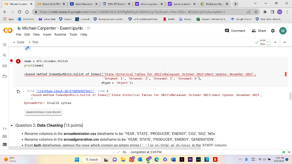 Solved 1] import pandas as pd import io dfz - | Chegg.com