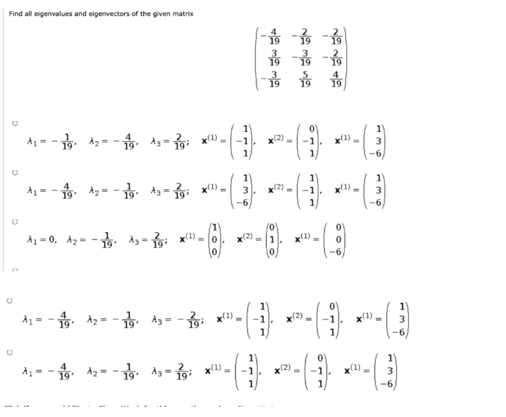Solved Find all eigenvalues and eigenvectors of the given | Chegg.com