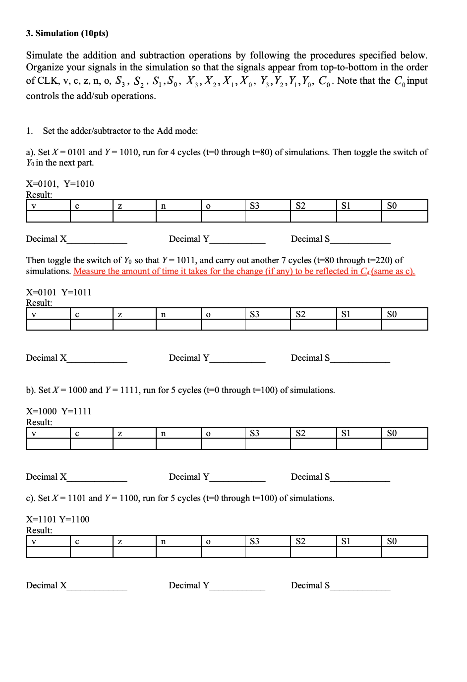 3. Simulation (10pts) Simulate the addition and | Chegg.com