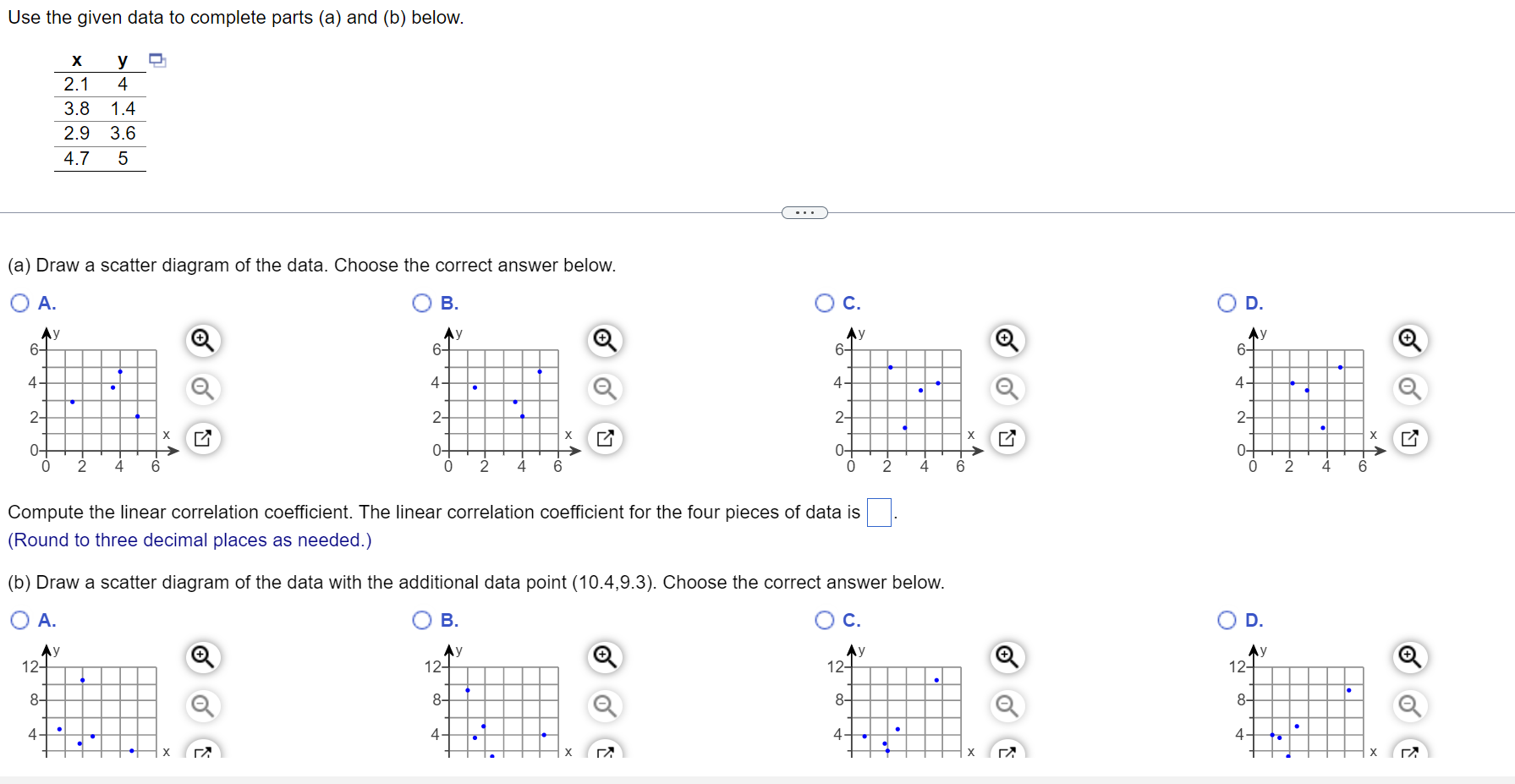 Solved Use the given data to complete parts (a) and (b) | Chegg.com