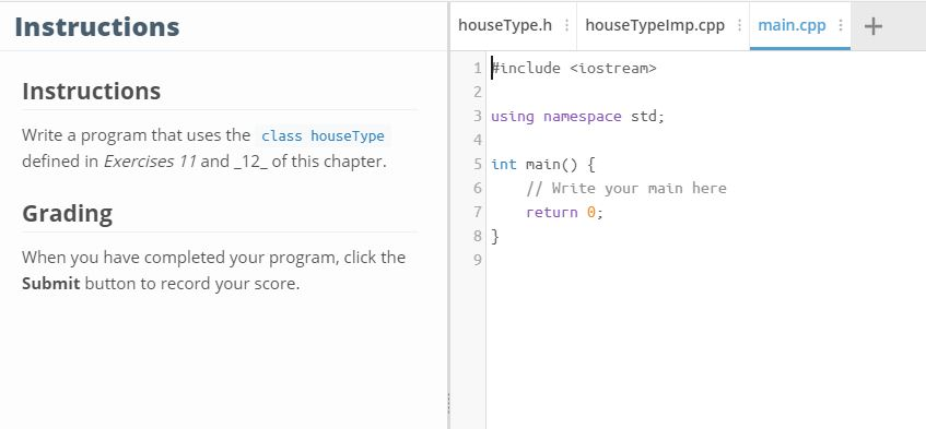 Solved Write a program that uses the class houseType | Chegg.com