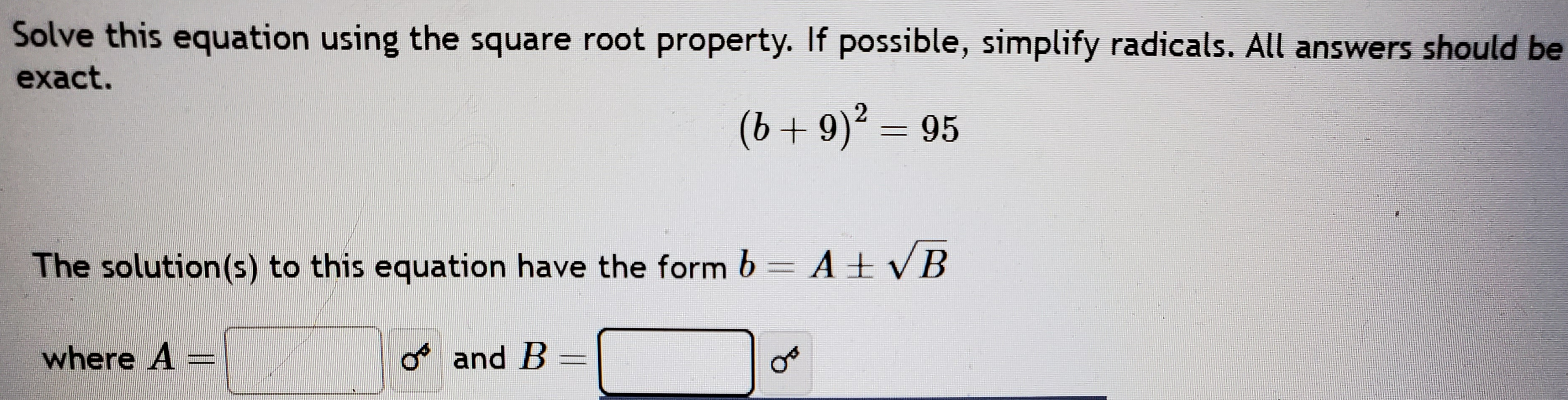 Solved Solve this equation using the square root property. | Chegg.com