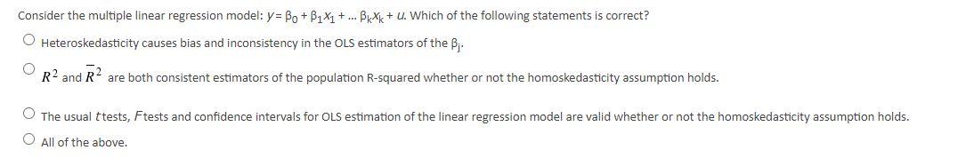 Solved Consider The Multiple Linear Regression Model: Y = | Chegg.com