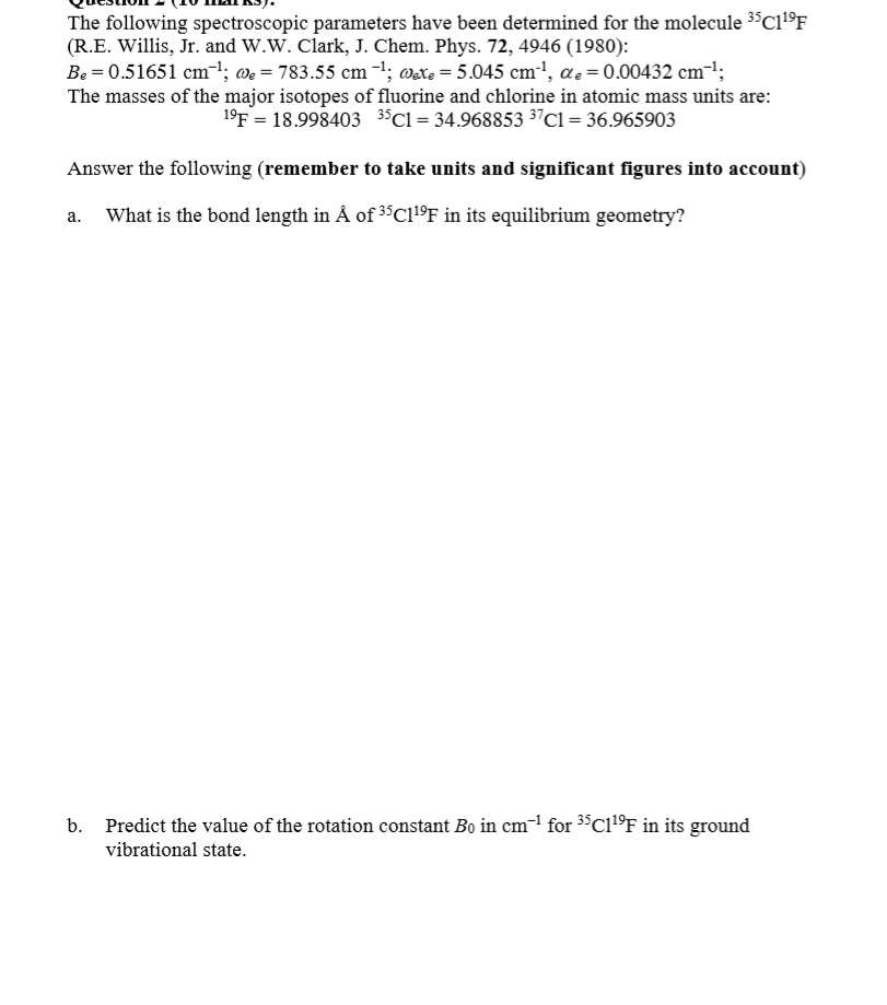 Vulslui 10 Al S The Following Spectroscopic Param Chegg Com