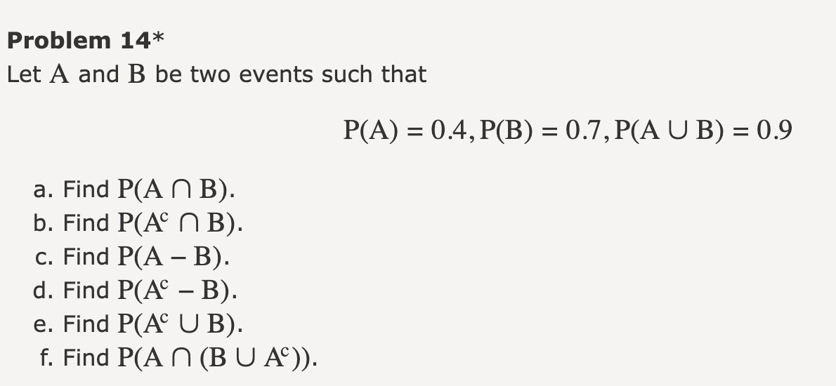 Solved Problem 14* Let \\( A \\) And \\( B \\) Be Two Events | Chegg.com