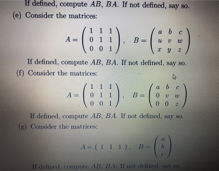 Solved (a) Consider the matrices 7 1 3B- 1 01 0 1 If | Chegg.com