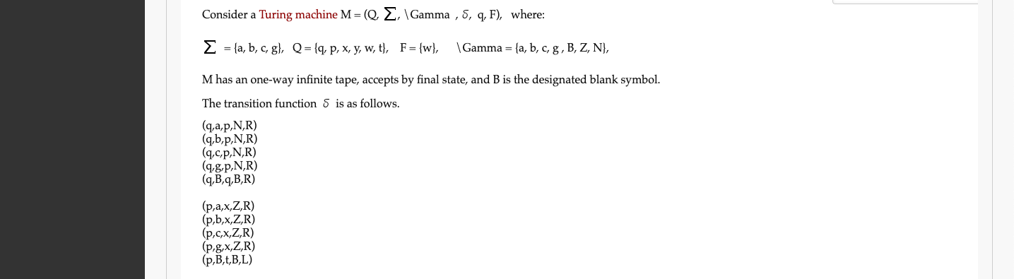 Solved Consider A Turing Machine M Q E Gamma 5 Q F Chegg Com