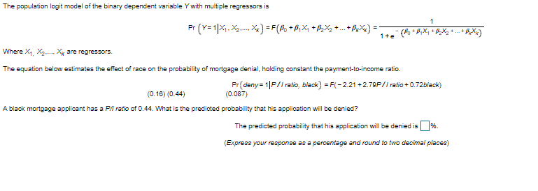 Solved The Population Logit Model Of The Binary Dependent Chegg Com