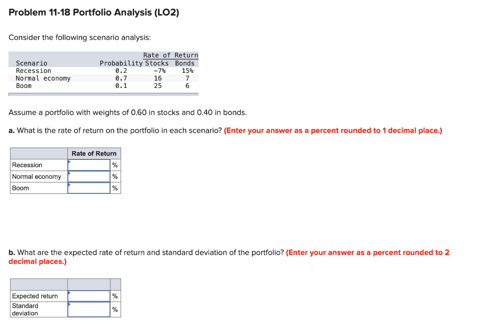 Solved Problem 11-18 Portfolio Analysis (LO2) Consider The | Chegg.com