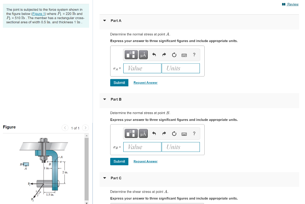 Solved Determine the normal stress at point A | Chegg.com