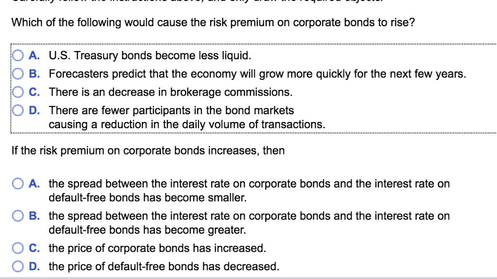 Solved Which Of The Following Would Cause The Risk Premium | Chegg.com