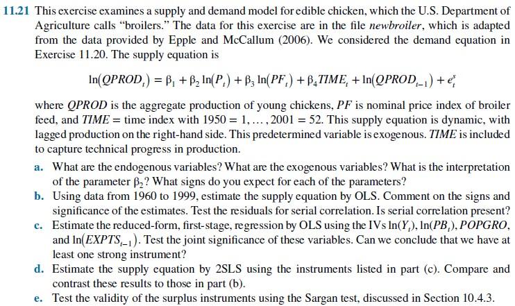 11.21 This exercise examines a supply and demand | Chegg.com