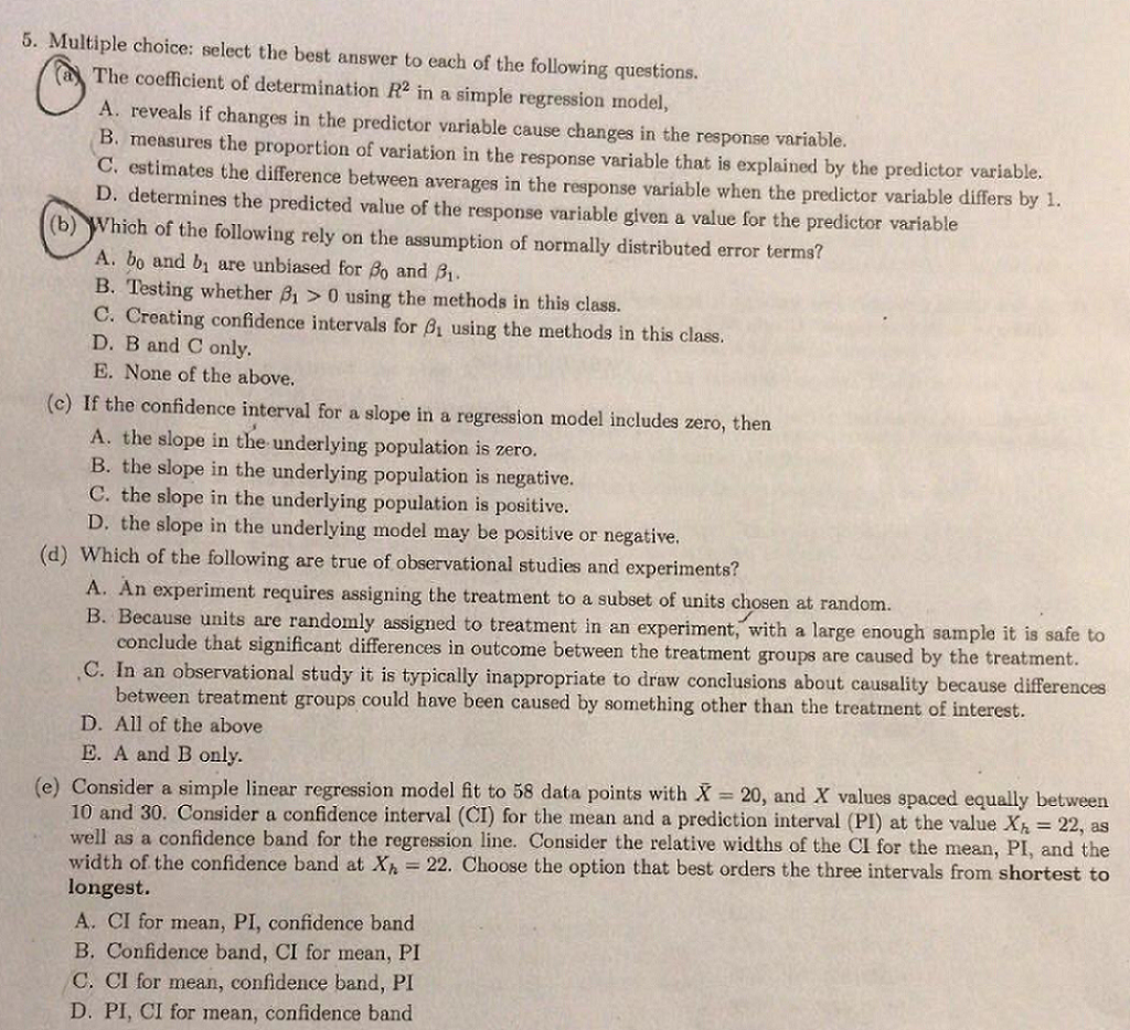 Solved 5. Multiple choice: select the best answer to each of | Chegg.com