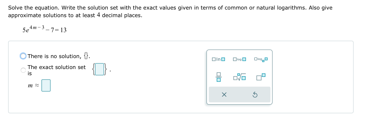 Solved Solve the equation. Write the solution set with the | Chegg.com