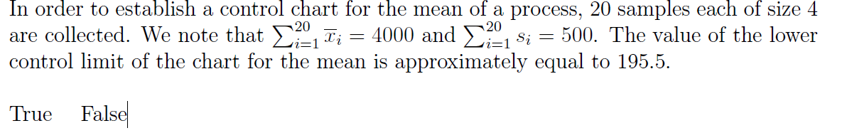 Solved In order to establish a control chart for the mean of | Chegg.com