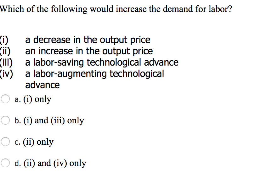 Solved Which of the following would increase the demand for | Chegg.com