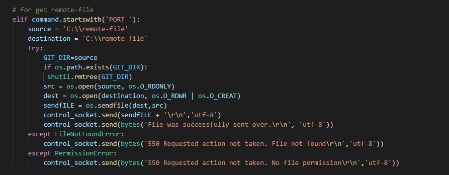 Solved Hello I have coded an FTP server using python and I'm | Chegg.com